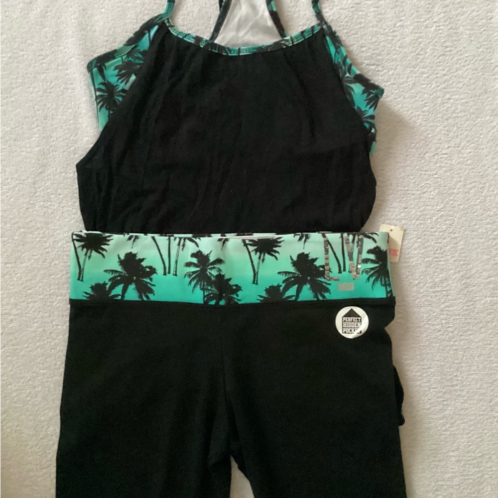 Victoria’s Secret PINK Ombré Palm Tree Tank Top With Bra Las Vegas Yoga Leggings